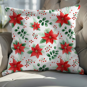 Poinsettia Botanisches Minimalistisches Wasserfarb Kissen