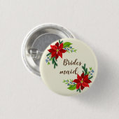 Poinsettia Bouquet Brides Maid Button (Vorne & Hinten)