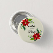 Poinsettia Bouquet Mutter der Braut Button (Vorne & Hinten)