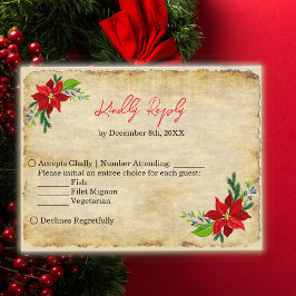 Poinsettia Bouquet, Vintager RSV Einladungspostkarte