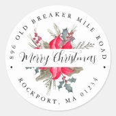 Poinsettia Bouquet Weihnachtsrückgabe Runder Aufkleber (Vorderseite)
