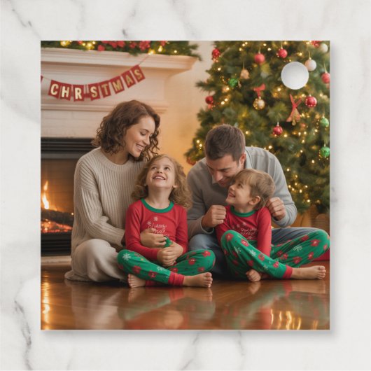 Poinsettia Bow Weihnachtsfeiertag Geschenkanhänger (Rückseite)