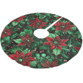Poinsettia Briwelred Polyester Weihnachtsbaumdecke (Schrägansicht)