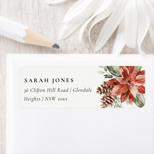 Poinsettia Bunch Frohe Weihnachtskiefernadresse (Insitu)