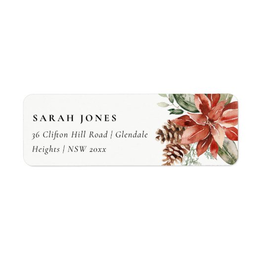 Poinsettia Bunch Frohe Weihnachtskiefernadresse (Vorne)