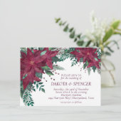 Poinsettia Burgund und Aquamarine Hochzeit Einladung (Stehend Vorderseite)