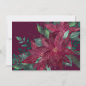 Poinsettia Burgund und Aquamarine Hochzeit Einladung (Rückseite)