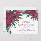 Poinsettia Burgund und Aquamarine Hochzeit Einladung (Vorderseite)