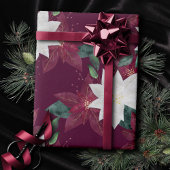Poinsettia Burgund und Aquamarine Winterferien Geschenkpapier