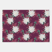 Poinsettia Burgund und Aquamarine Winterferien Geschenkpapier Set (Vorderseite)