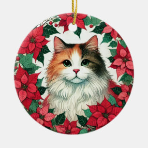 Poinsettia Calico Weihnachten Keramik Ornament