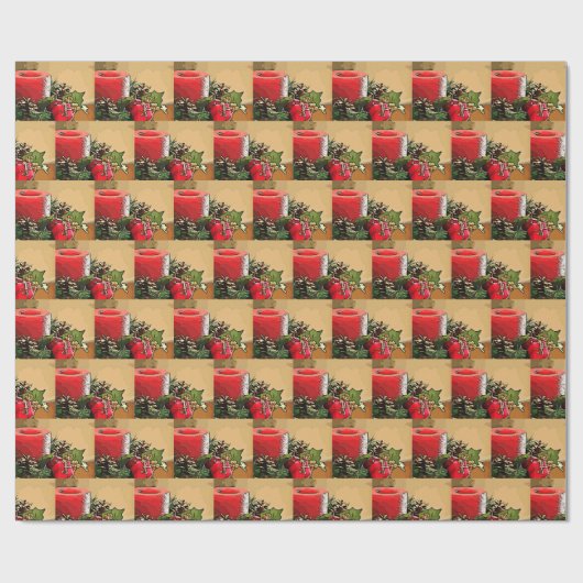 Poinsettia Candle Geschenkpapier (Flach)
