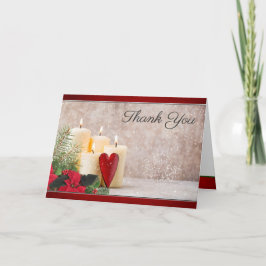 Poinsettia, Candles & Greenery Wedding Dankeskarte