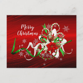Poinsettia Candy Cane Bouquet Weihnachten Postkarte