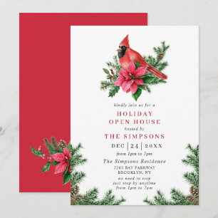 Poinsettia & Cardinal Weihnachtsfest Open House Einladung