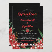 Poinsettia Chalkboard Weihnachtsabend Probe Einladung (Vorne/Hinten)