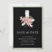 Poinsettia Christmas Candle Black Foto Save The Date (Vorderseite)