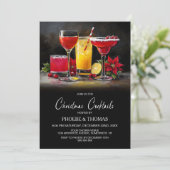 Poinsettia Christmas Cocktail Party Einladung (Stehend Vorderseite)
