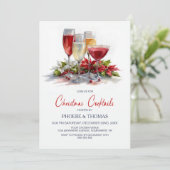 Poinsettia Christmas Cocktail Party Einladung (Stehend Vorderseite)