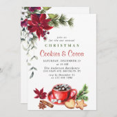 Poinsettia Christmas Cookies & Cocoa Holiday Party Einladung (Vorne/Hinten)
