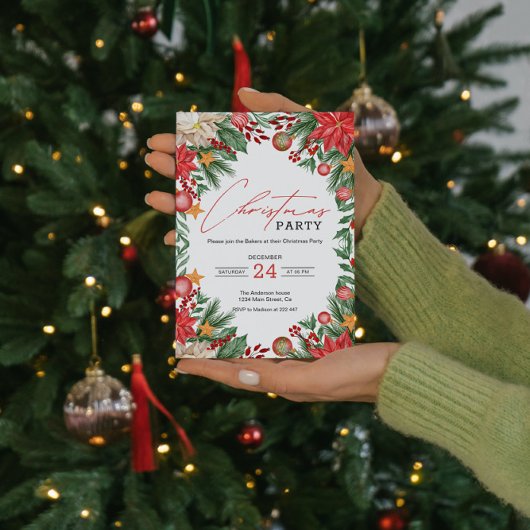 Poinsettia Christmas   Einladung