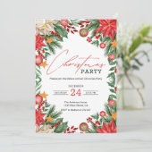 Poinsettia Christmas   Einladung (Stehend Vorderseite)