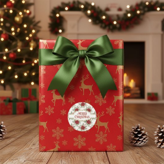 Poinsettia Christmas - Elegant Holiday Floral Seal Runder Aufkleber