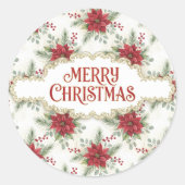 Poinsettia Christmas - Elegant Holiday Floral Seal Runder Aufkleber (Vorderseite)