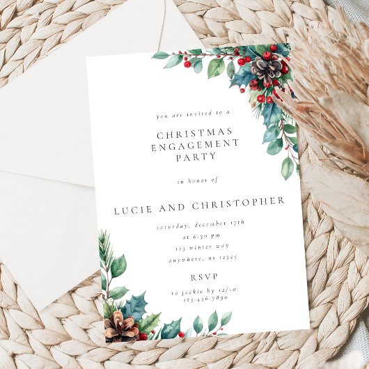 Poinsettia Christmas Engagement Party Invitation Einladung