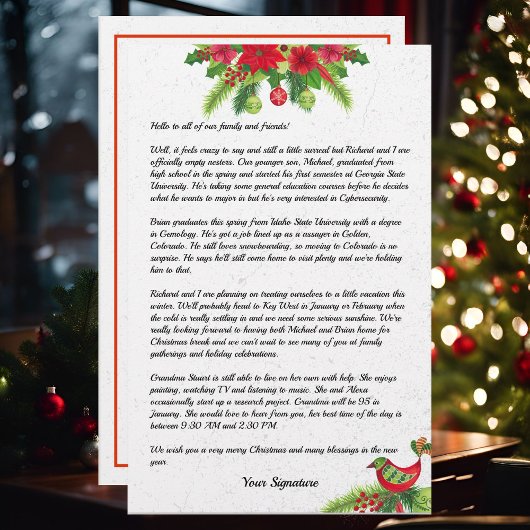 Poinsettia Christmas Family Newsletter - Ihr Text Briefpapier
