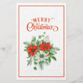 Poinsettia Christmas Family Newsletter Ihr Text Briefpapier (Rückseite)