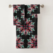 Poinsettia Christmas Floral Elegantes Muster Badhandtuch Set (Insitu)