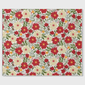 Poinsettia Christmas Floral Geschenkpapier (Flach)