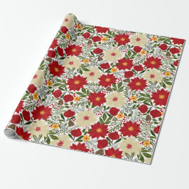 Poinsettia Christmas Floral Geschenkpapier