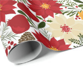 Poinsettia Christmas Floral Geschenkpapier (Rolleneckpunkt)