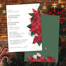 Poinsettia Christmas Floral Green Elegante Wedding