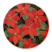 Poinsettia Christmas Floral Keramikknauf (Vorderseite)