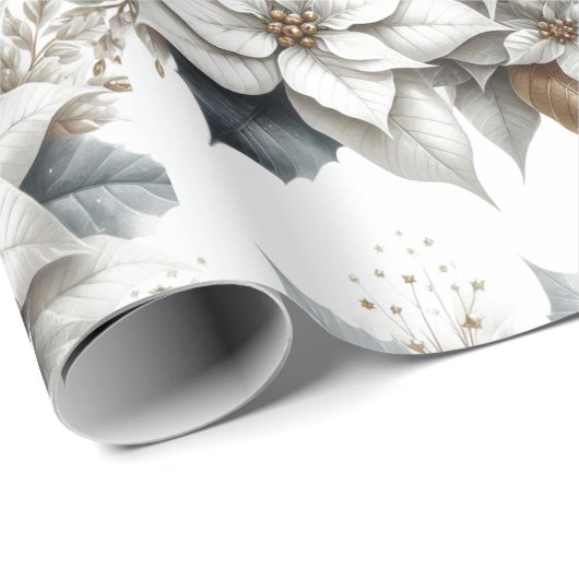 Poinsettia Christmas Floral Wrapping Paper Geschenkpapier (Rolleneckpunkt)