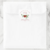 Poinsettia Christmas Garland Wedding Sanitizer Gel Quadratischer Aufkleber (Tasche)