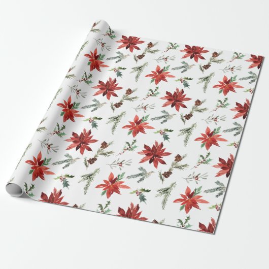 Poinsettia Christmas Geschenkpapier (Ungerollt)