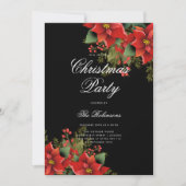 Poinsettia Christmas Invite Program & Menu Black Einladung (Vorderseite)