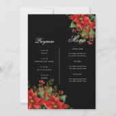 Poinsettia Christmas Invite Program & Menu Black Einladung (Rückseite)