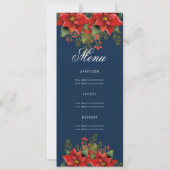 Poinsettia Christmas Invite Program & Menu Navy Einladung (Rückseite)