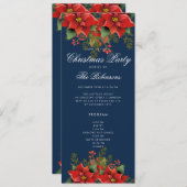 Poinsettia Christmas Invite Program & Menu Navy Einladung (Vorne/Hinten)