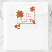 Poinsettia Christmas Labels Quadratischer Aufkleber (Tasche)