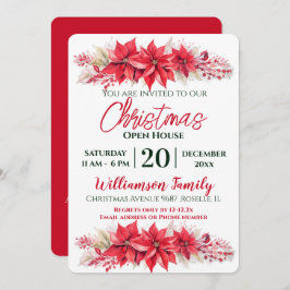 Poinsettia Christmas Open House Party Einladung