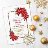 Poinsettia Christmas Party Gold Borden Einladung