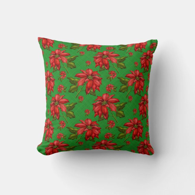 Poinsettia Christmas Pillow Kissen (Vorderseite)