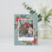 Poinsettia Christmas Pine Needle Funny Message Blu Postkarte (Stehend Vorderseite)