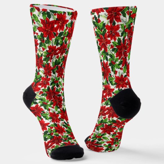 Poinsettia Christmas Socken (Gewinkelt)